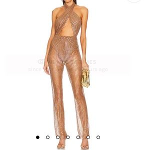 BRAND NEW Michael Costello x Revolve Jumpsuit in Gold in Size Small